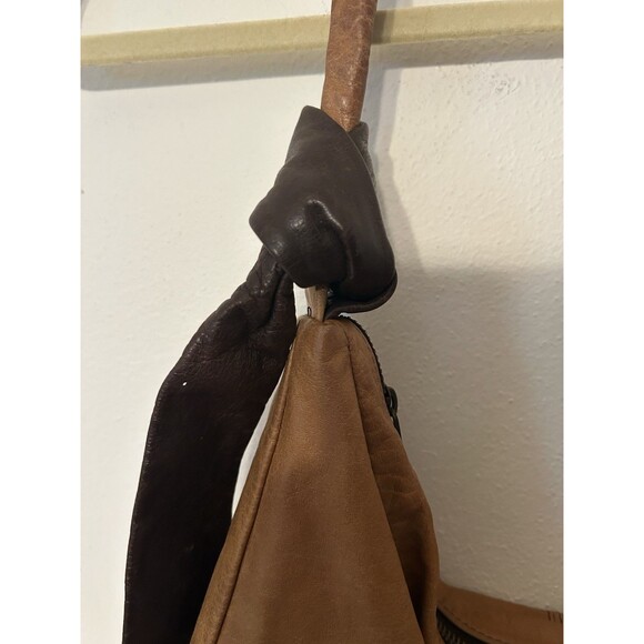 Vintage mesace hobo Style Leather Bag  Camel And Brown Boho Lightweight - Picture 6 of 12